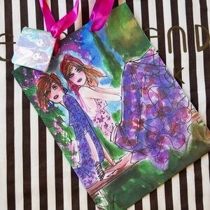 ❗Henri Bendel Illustrator Izak Zenou Girls Flower Forest Shopping Bag Rare❗